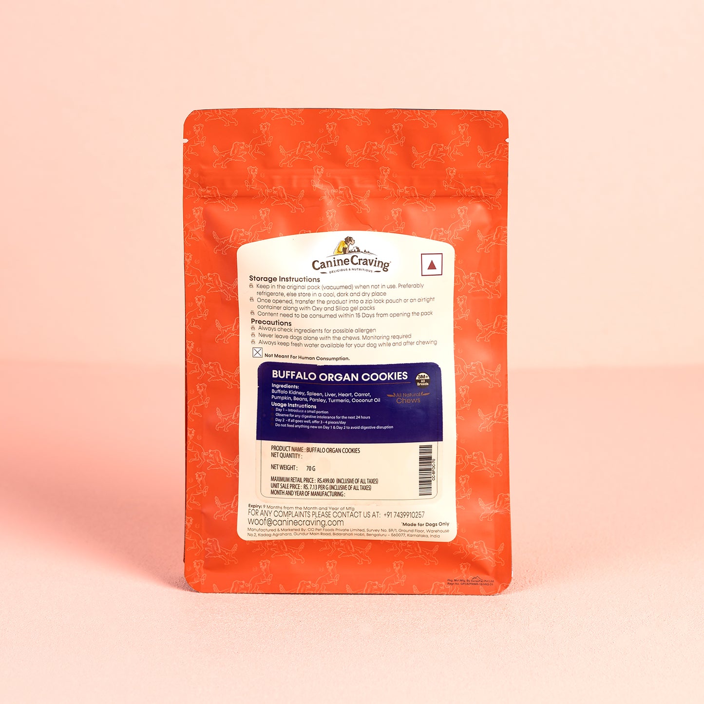 Buffalo Organ Cookies for Dogs (Dehydrated) - 70 Grams