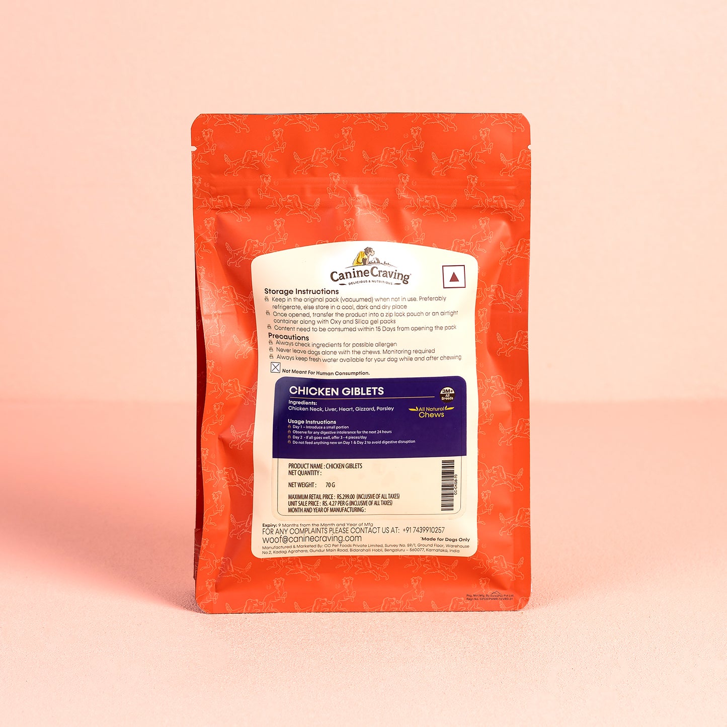 Canine Craving Dehydrated Chicken Giblets - 70g