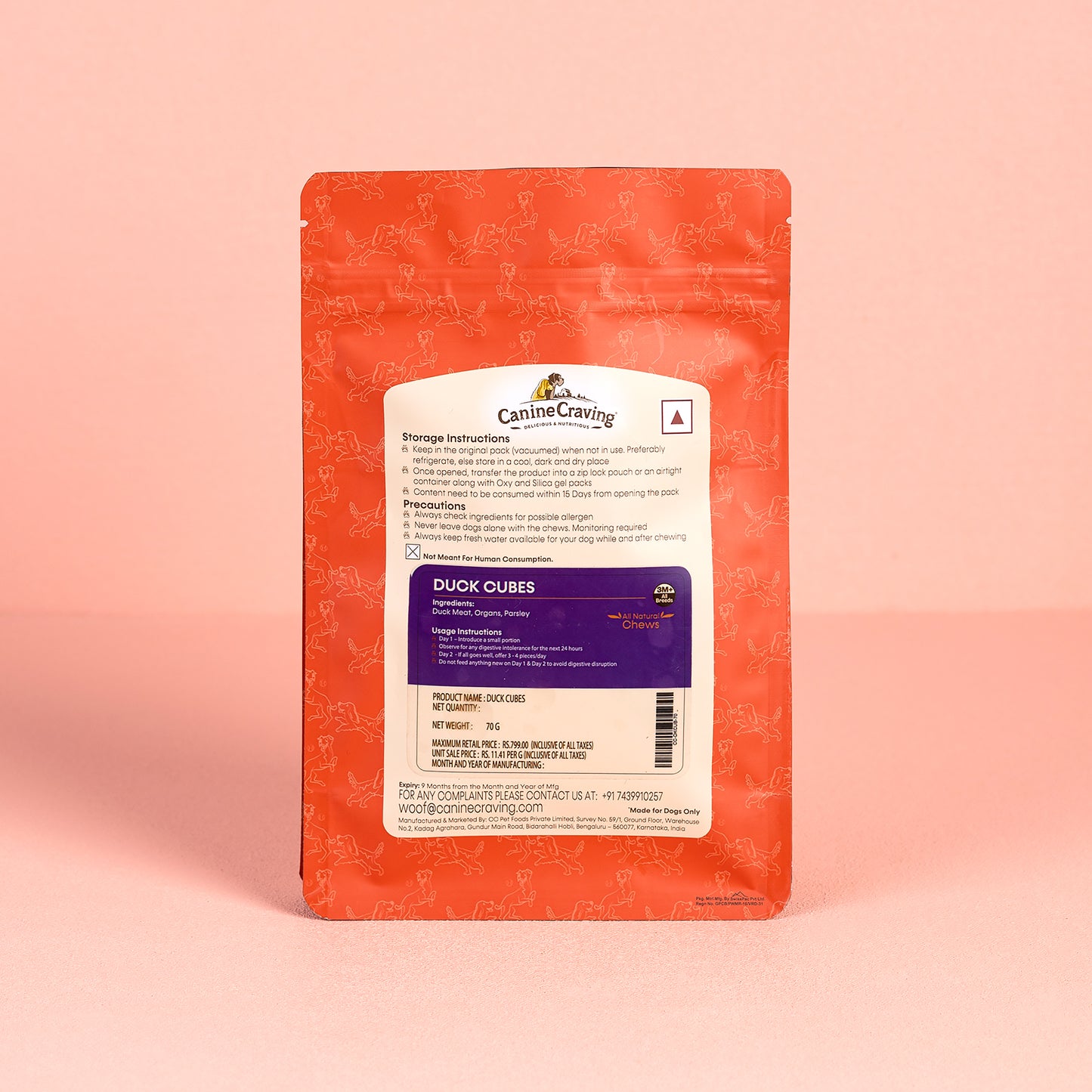 Canine Craving Dehydrated Duck Mix Cubes - 70g