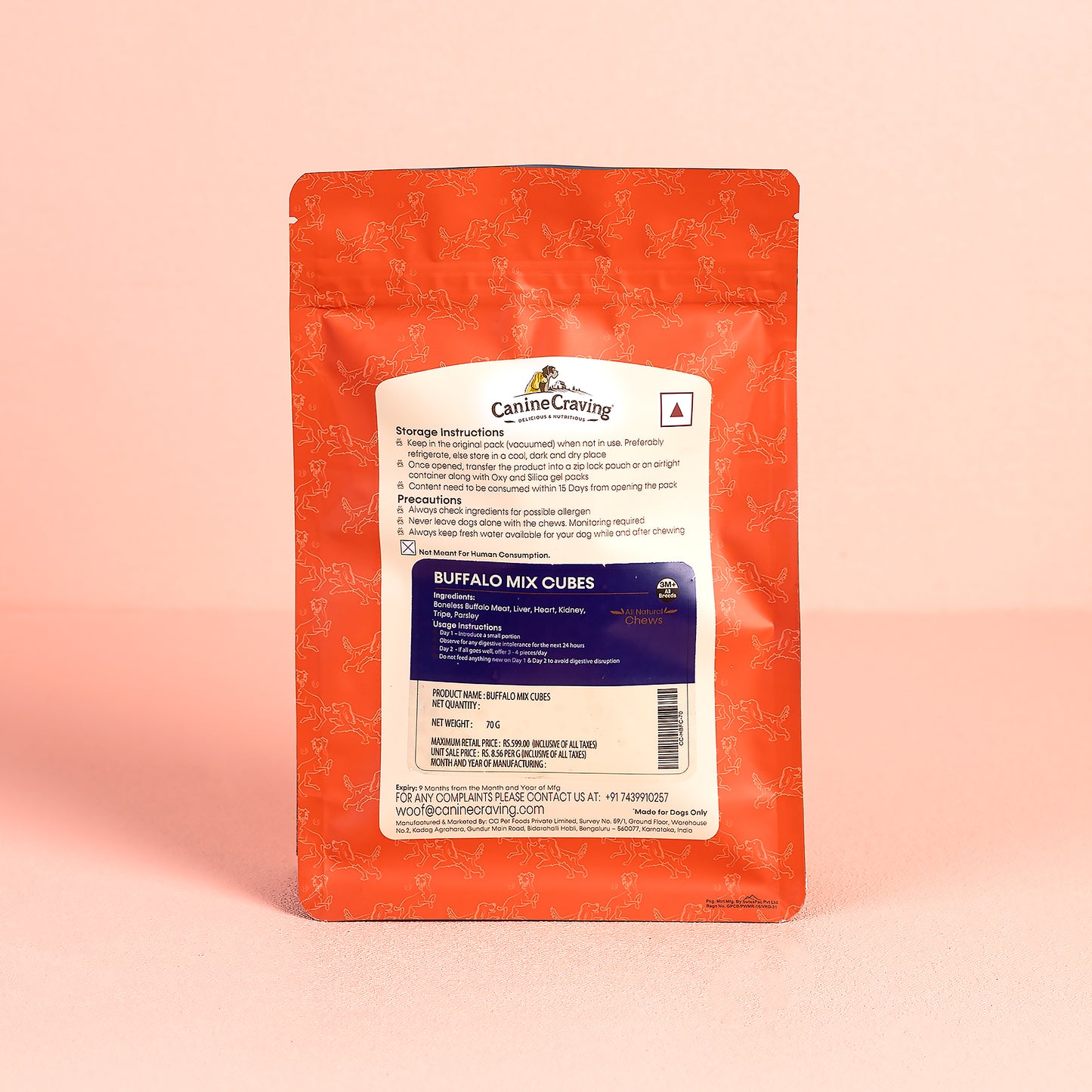 Canine Craving Dehydrated Buffalo Mix Cubes - 70g