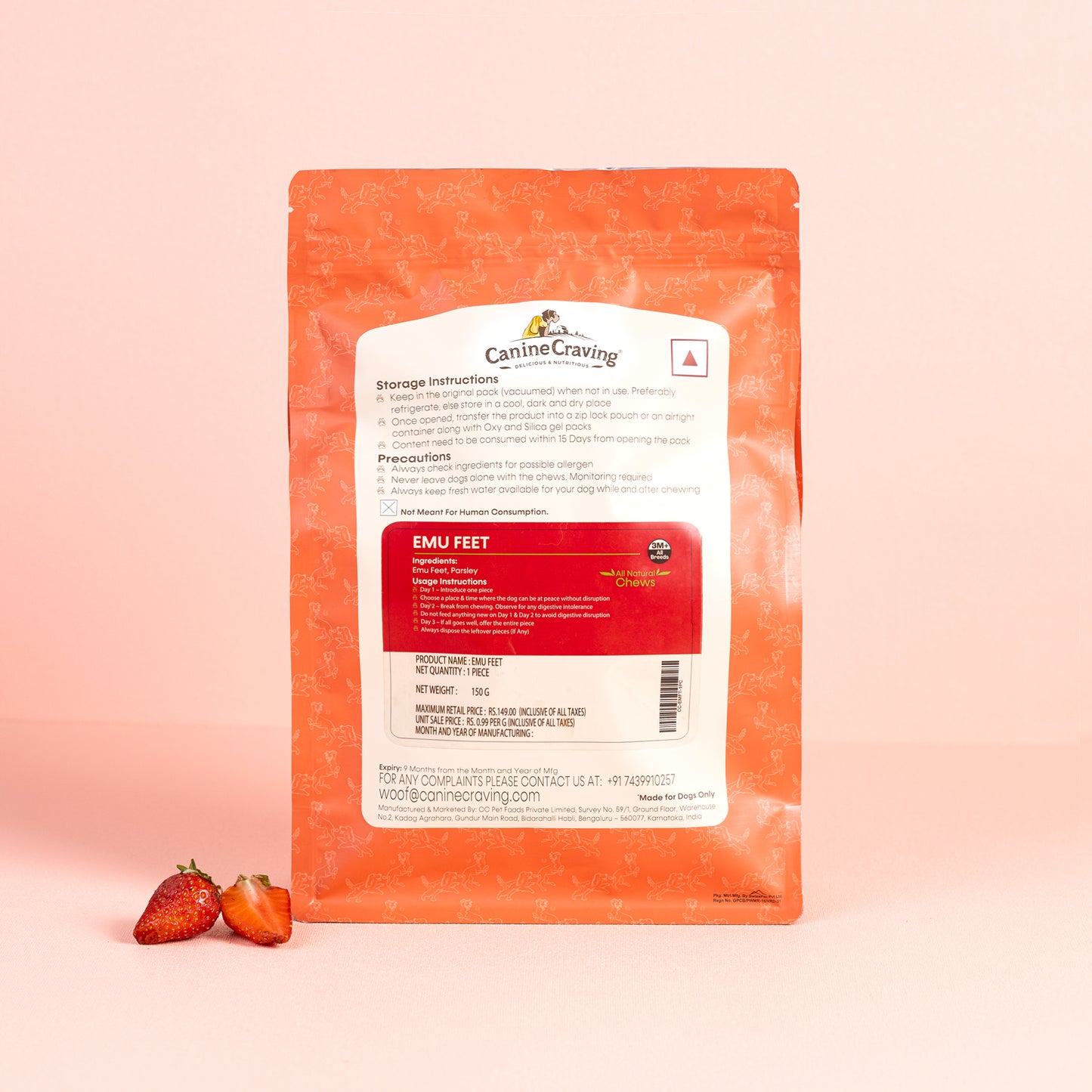 Canine Craving Dehydrated Emu Feet - 1 pcs