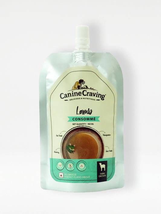 Canine Craving Lamb Broth 150 ml pouch, front view