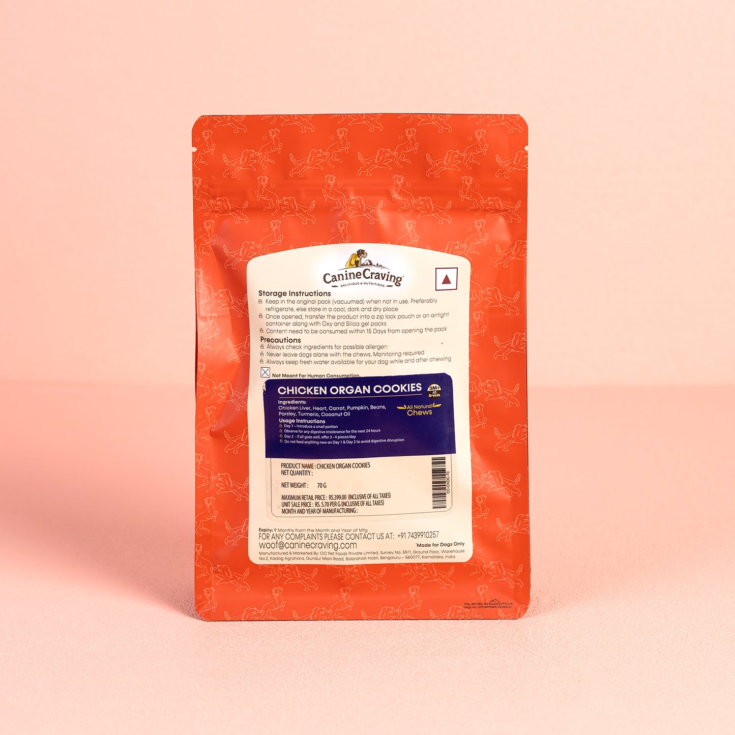 Canine Craving Dehydrated Chicken Organ Cookies - 70g