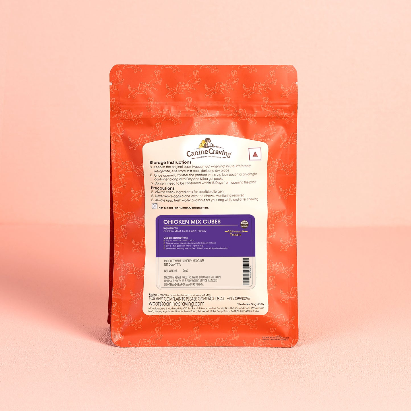 Canine Craving Dehydrated Chicken Mix Cubes - 70g