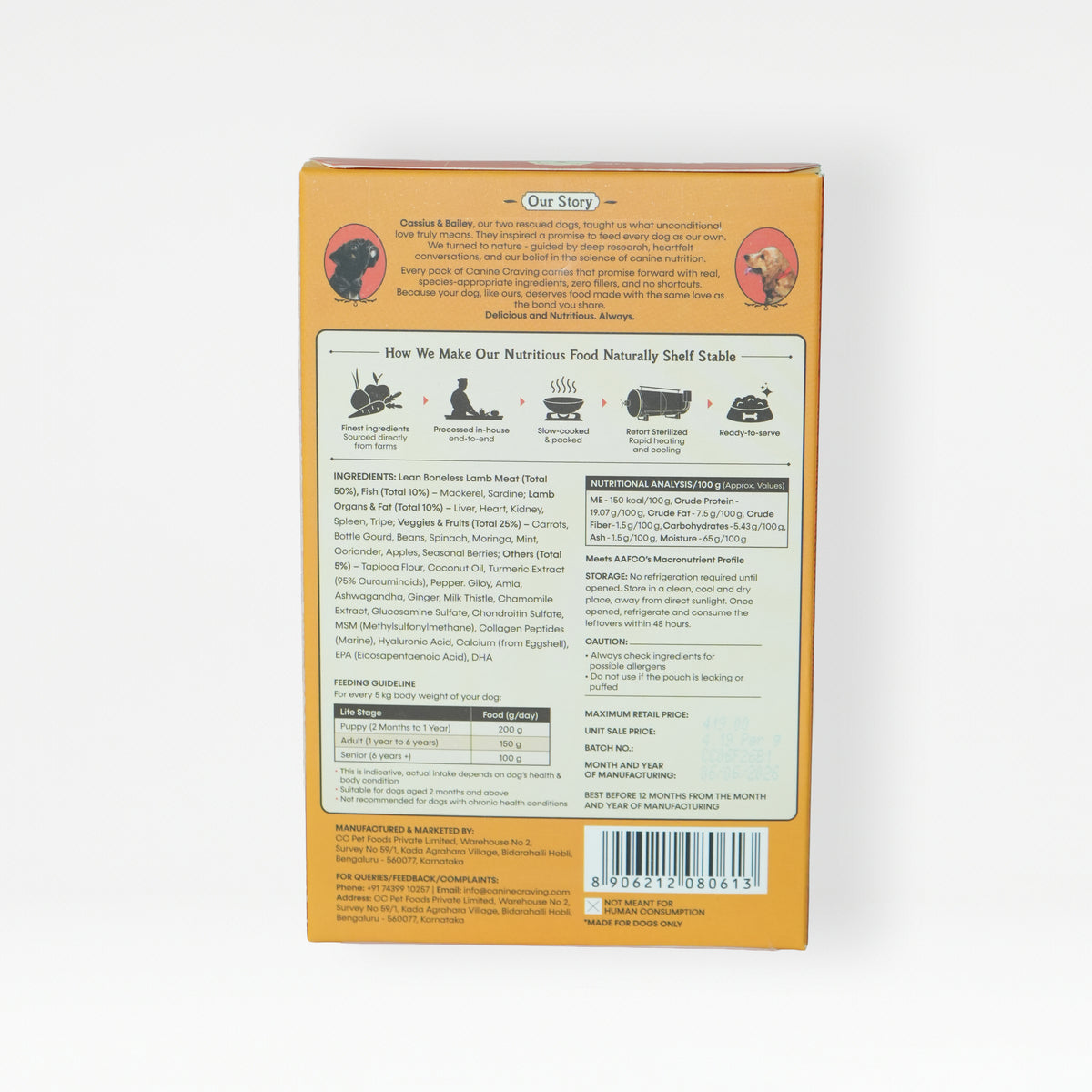 Shepherd's Lamb and Carrot Meal for Dogs (Fresh Meal)