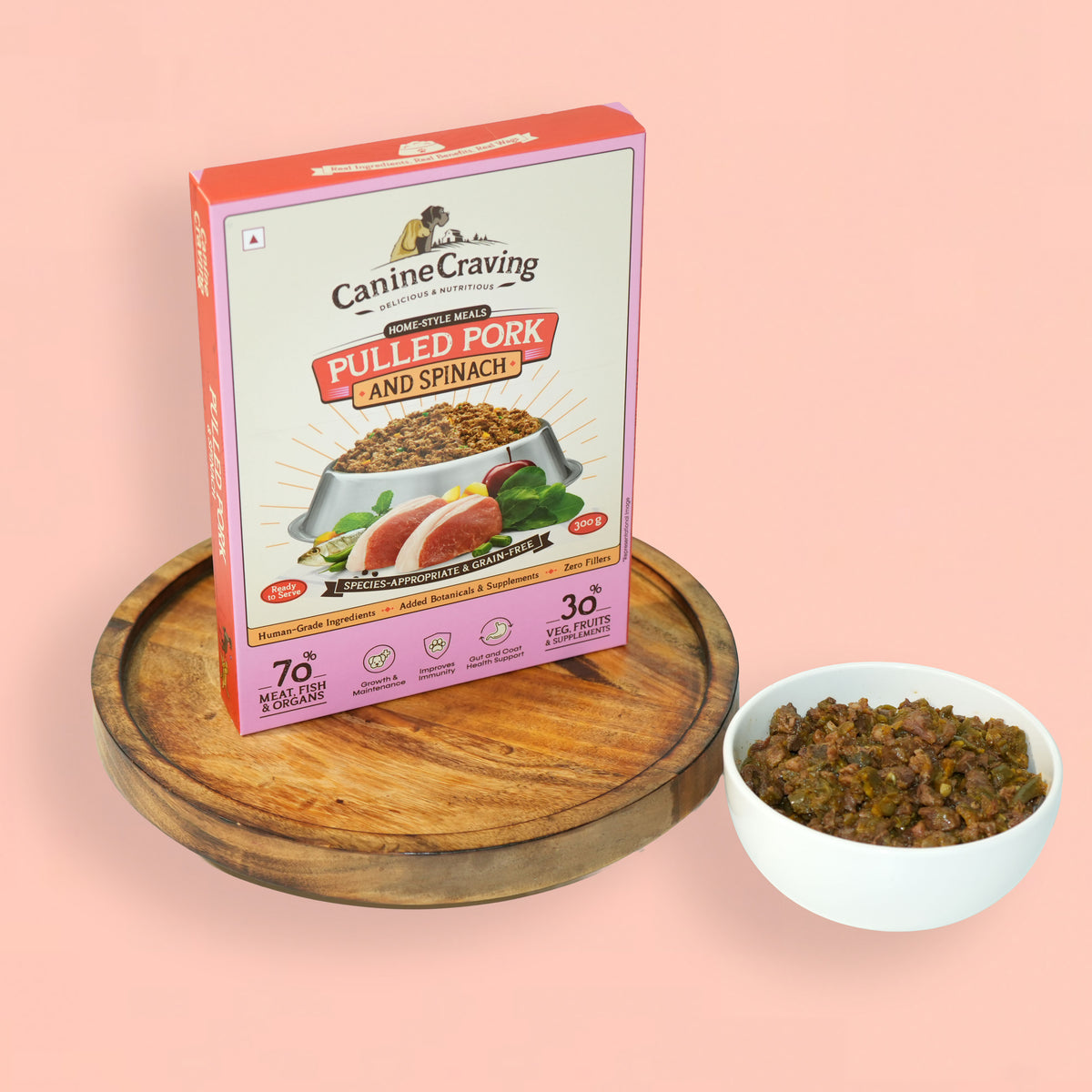 Pulled Pork and Spinach for Dogs (Fresh Meal)