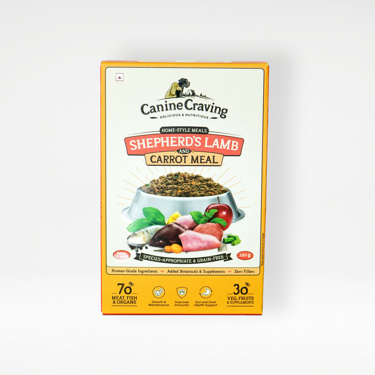 Canine Craving Shepherd's Lamb and Carrot Meal fresh meal pack, front view
