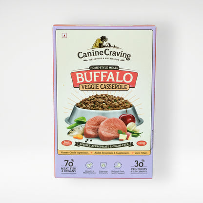 Canine Craving Buffalo Veggie Casserole fresh meal pack, front view
