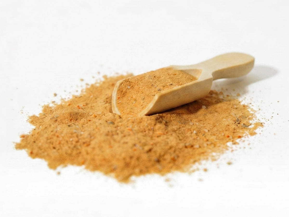 Holistic Bone & Joint Care dog supplement powder close-up with wooden scoop