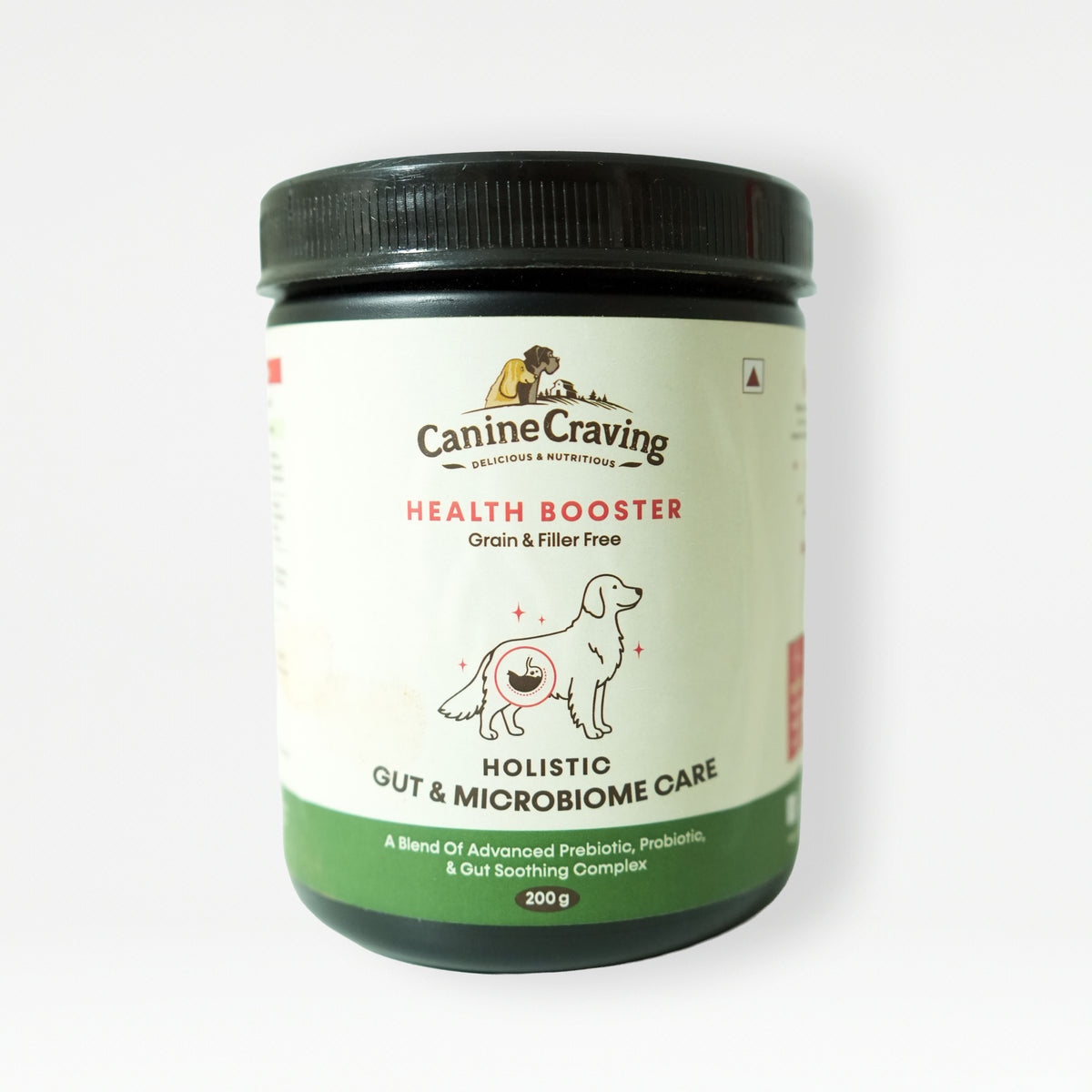 Canine Craving Holistic Gut & Microbiome Care for dogs – front of 200 g jar