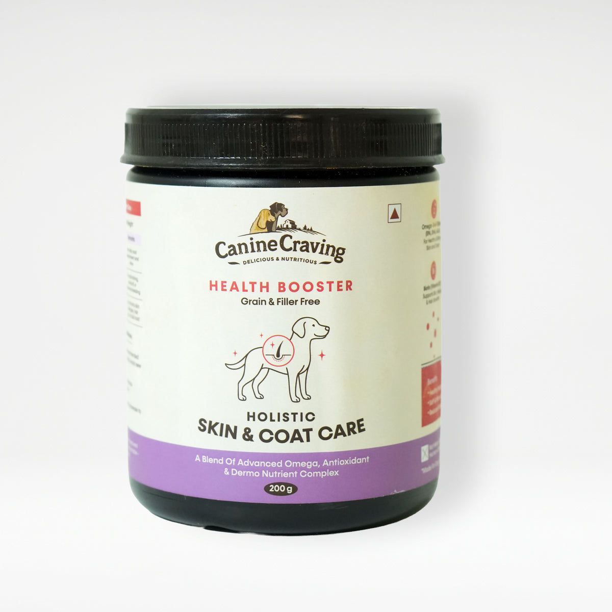 Canine Craving Holistic Skin & Coat Care for dogs – front of 200 g jar