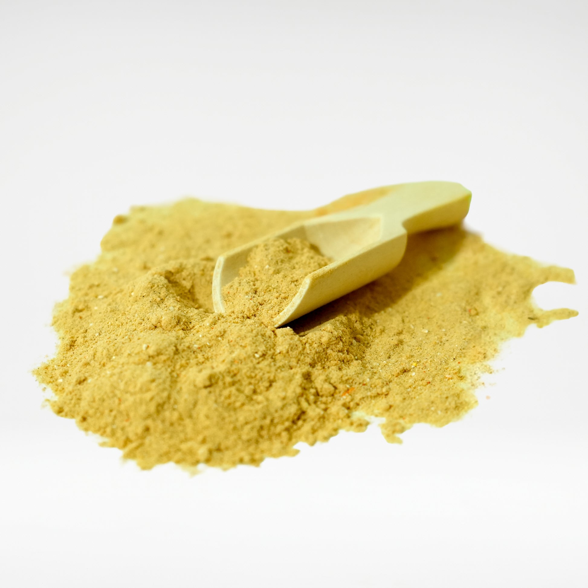 Holistic Liver Care dog supplement powder close-up with wooden scoop