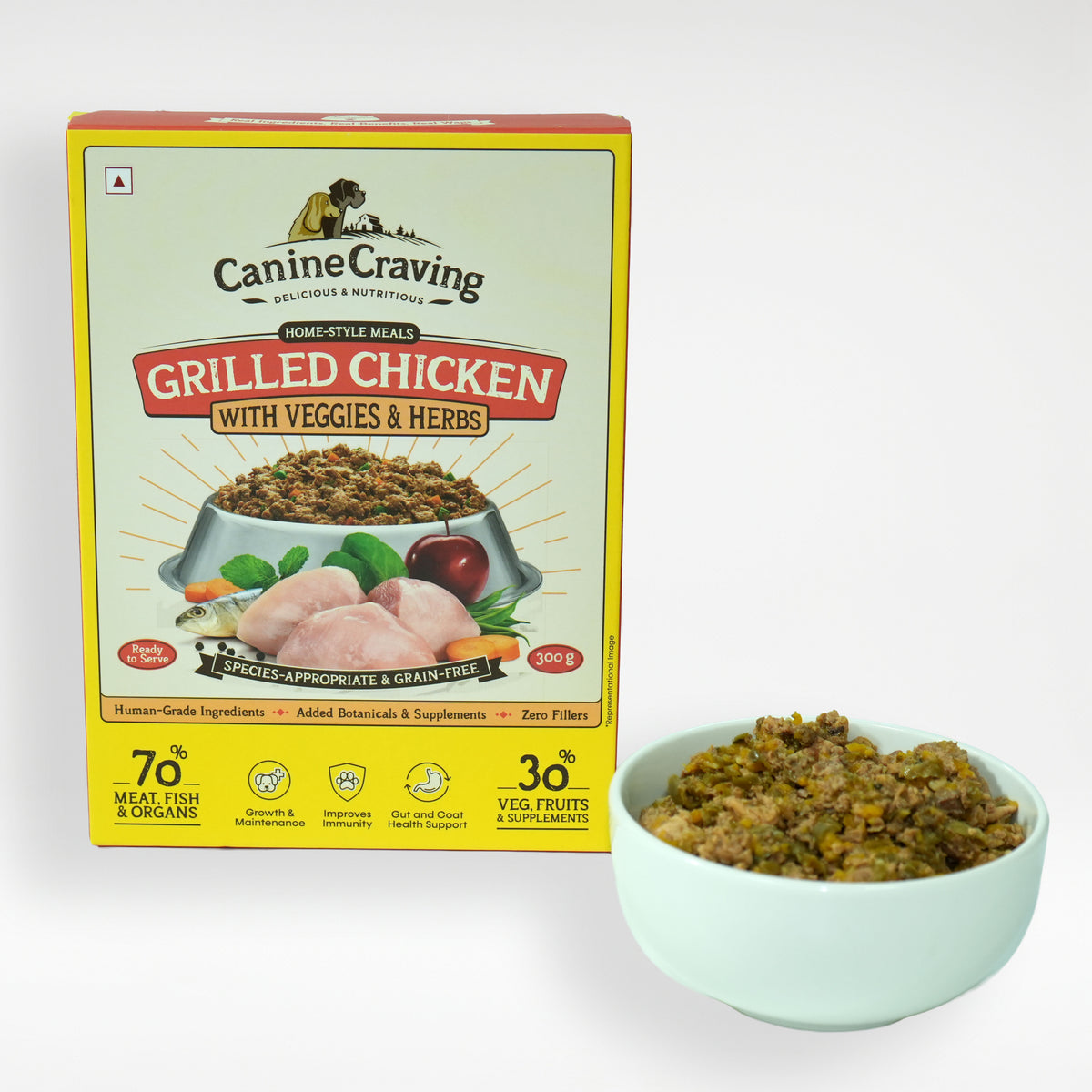 Grilled Chicken with Veggies & Herbs for Dogs (Fresh Meal)